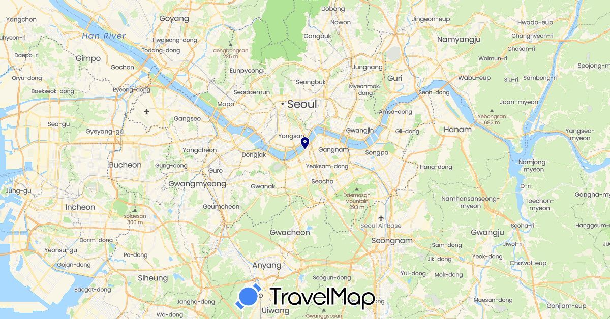 TravelMap itinerary: driving in South Korea (Asia)